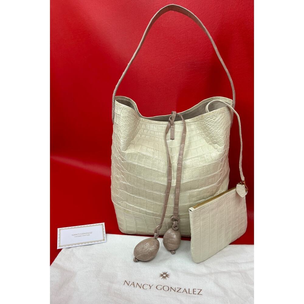 Nancy Gonzalez Two Tone Genuine Crocodile Bucket Bag With Matching Pouch Excell